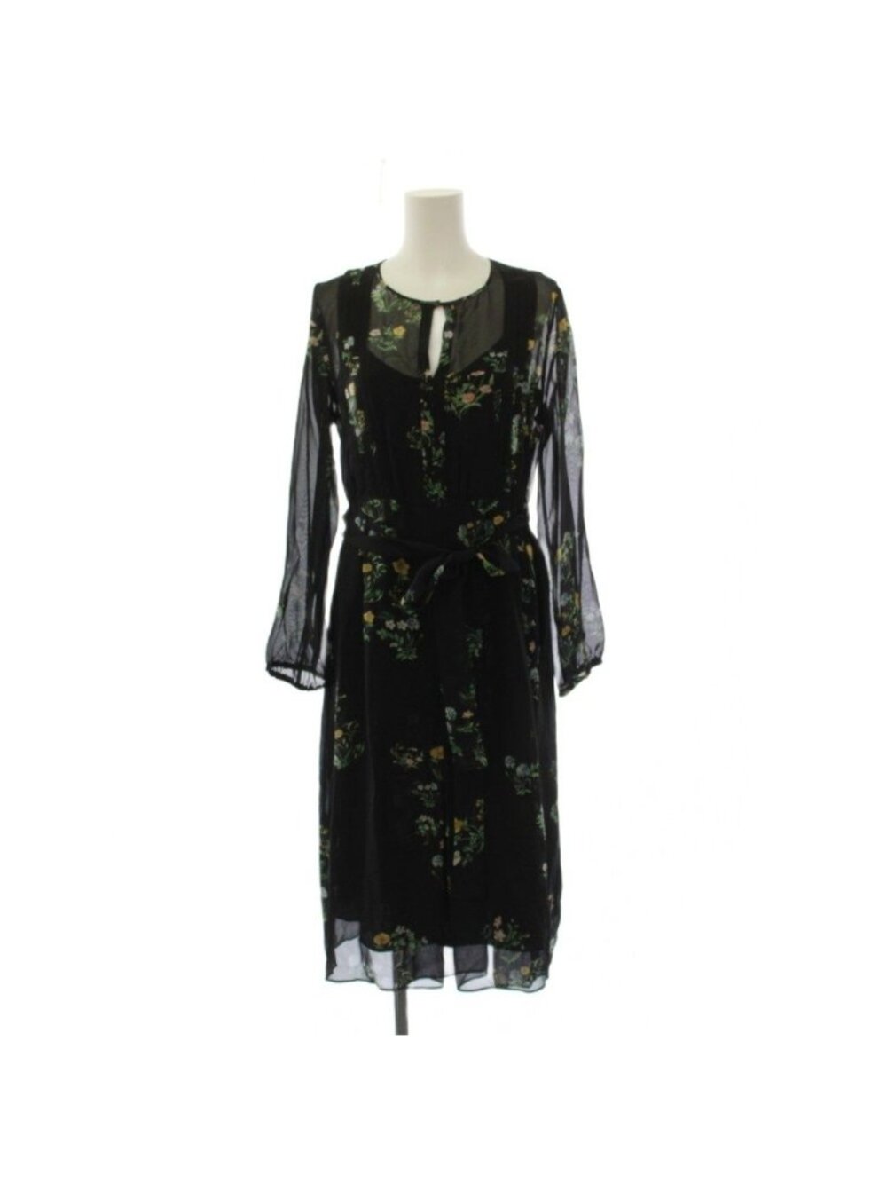 Max Mara Studio Dress Long Sleeve Floral Pattern Sheer Ribbon Petticoat
